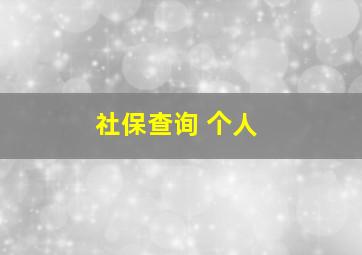 社保查询 个人